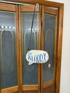 YOOHOO white Speech Bubble Crossbody Bag with Blue Lettering, BRAND NEW